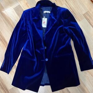 Luxurious Deep Blue Velvet Women's Blazer